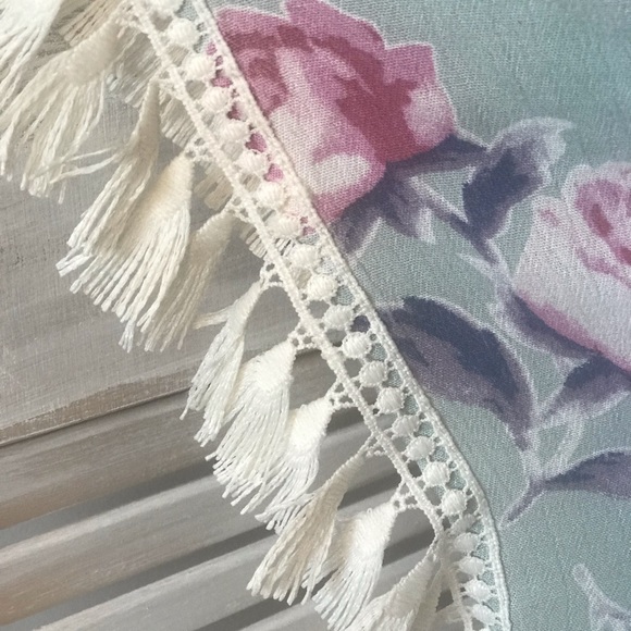 ✴️LAST ONE✴️ CURVY 1X/2X MINT FLORAL KIMONO WITH CROCHET TRIM - Picture 3 of 5